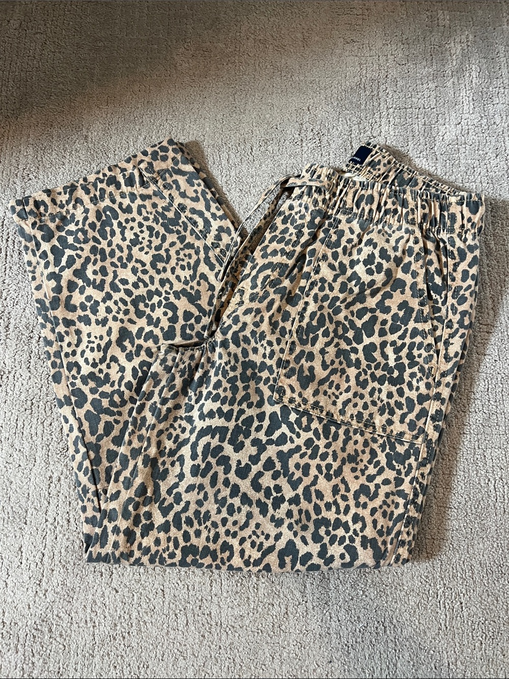 GAP Demin Leopard Print Drawstring Joggers